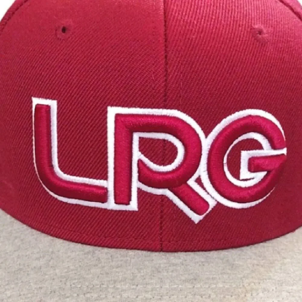 LRG Lifted Research Group Maroon Grey Wool Blend Snapback Hat NWOT